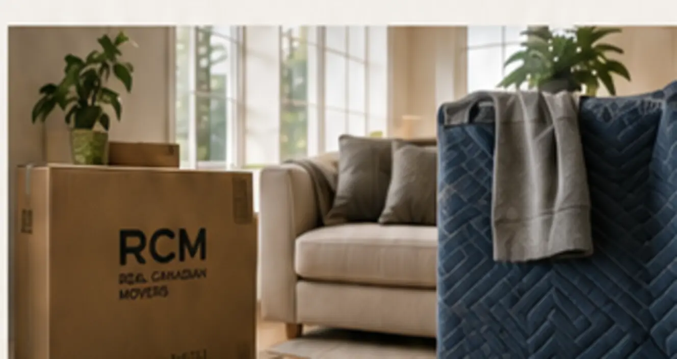 Protected furniture and moving boxes ready for a local move